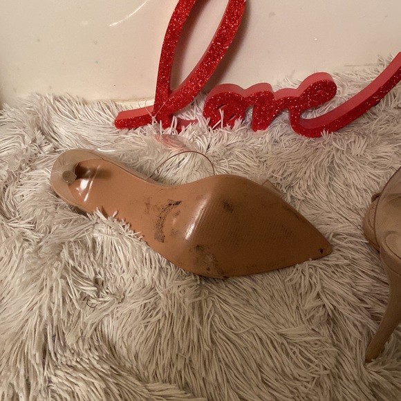 Cream and clear pointy open toe back out heels - Picture 3 of 4